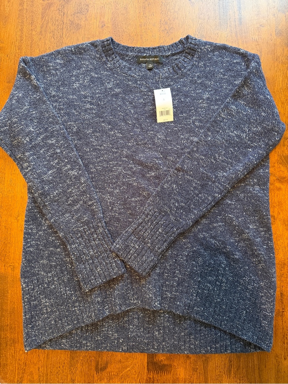 NWT Banana Republic Womens Navy Marled Crewneck Sweater